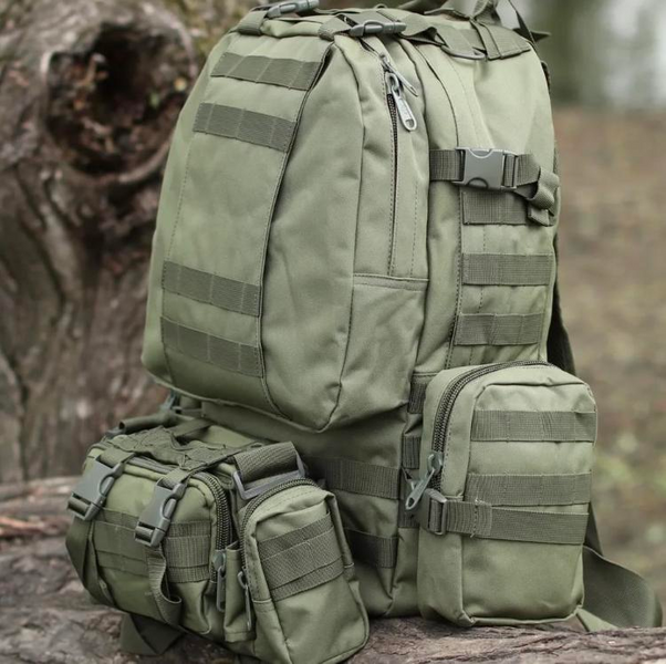 Тактичний рюкзак Molle Assault 55л + (3 органайзери) Олива 6026-О фото