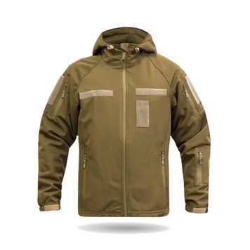 Куртка Windproof Softshell вітрозахисна (койот), водостійка, фліс 320 г/м&sup2; 7294-3-XS фото